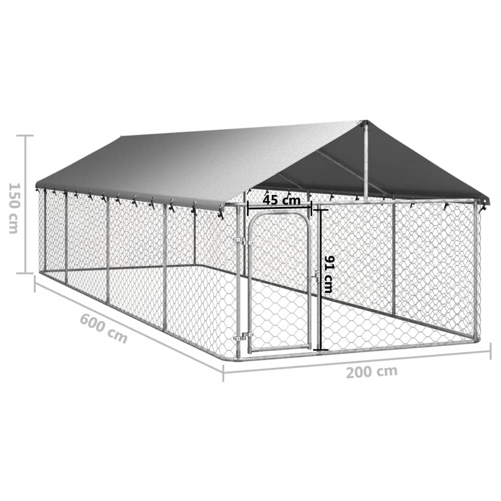 NNEVL Outdoor Dog Kennel with Roof 600x200x150 cm-4